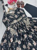 CHINNON PRINTED WITH SEQUENCE WORK GOWN
