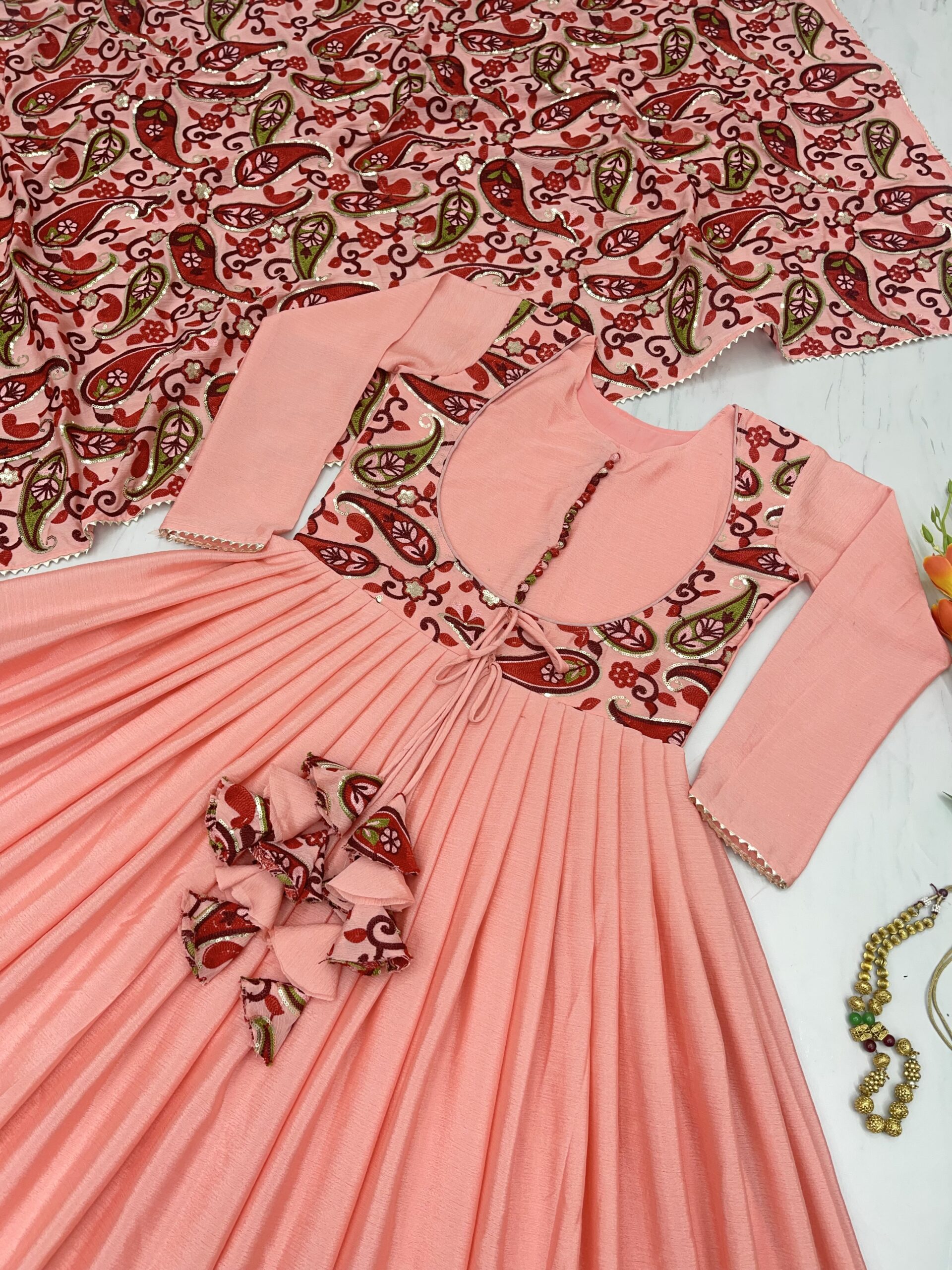Heavy Pure Chinon Sillk Gown & Dupatta Set