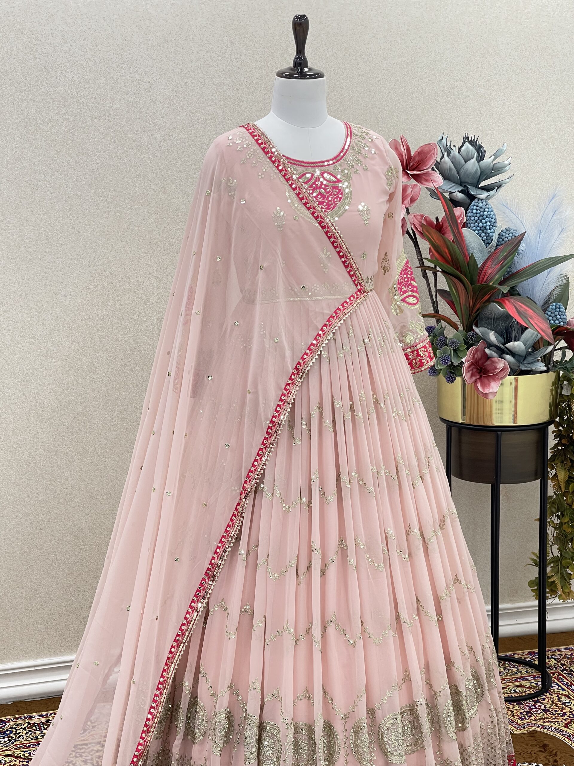 Heavy Faux Georgette Gown & Dupatta Set