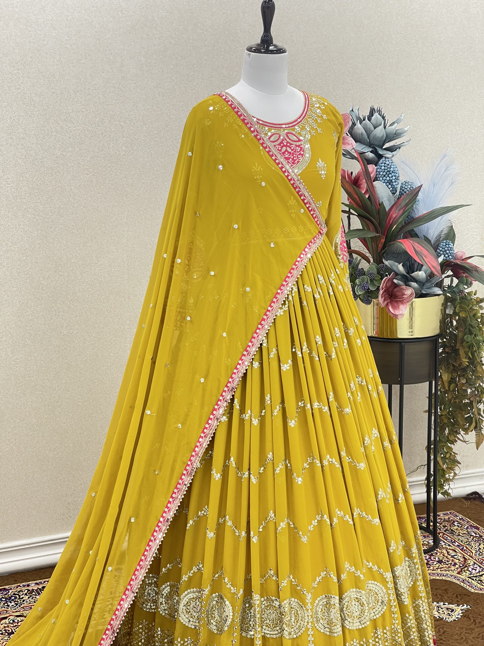 Heavy Faux Georgette Gown & Dupatta Set