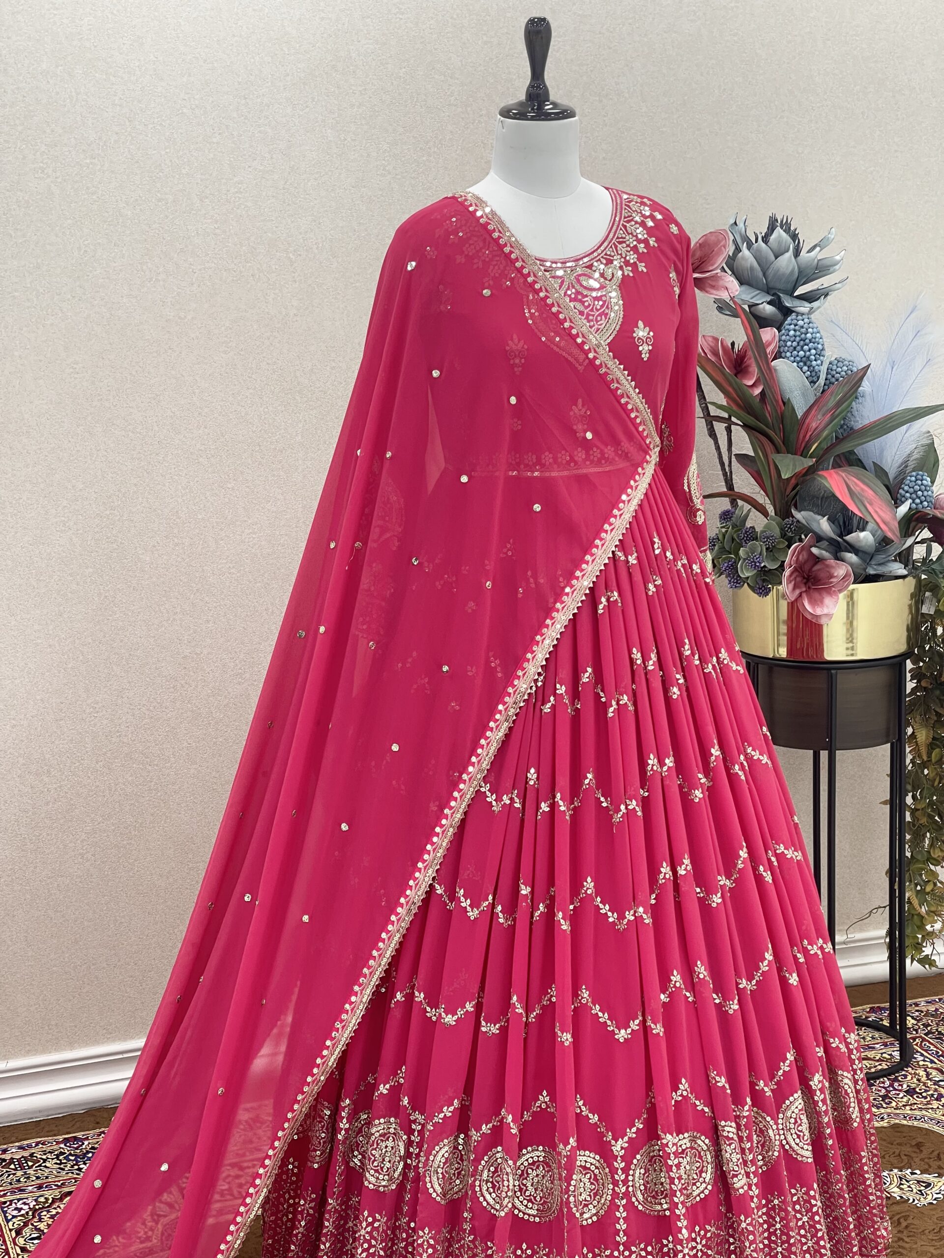 Heavy Faux Georgette Gown & Dupatta Set