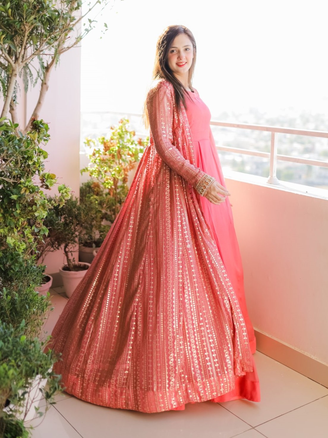 Heavy Faux Georgette Gown & Koti Set