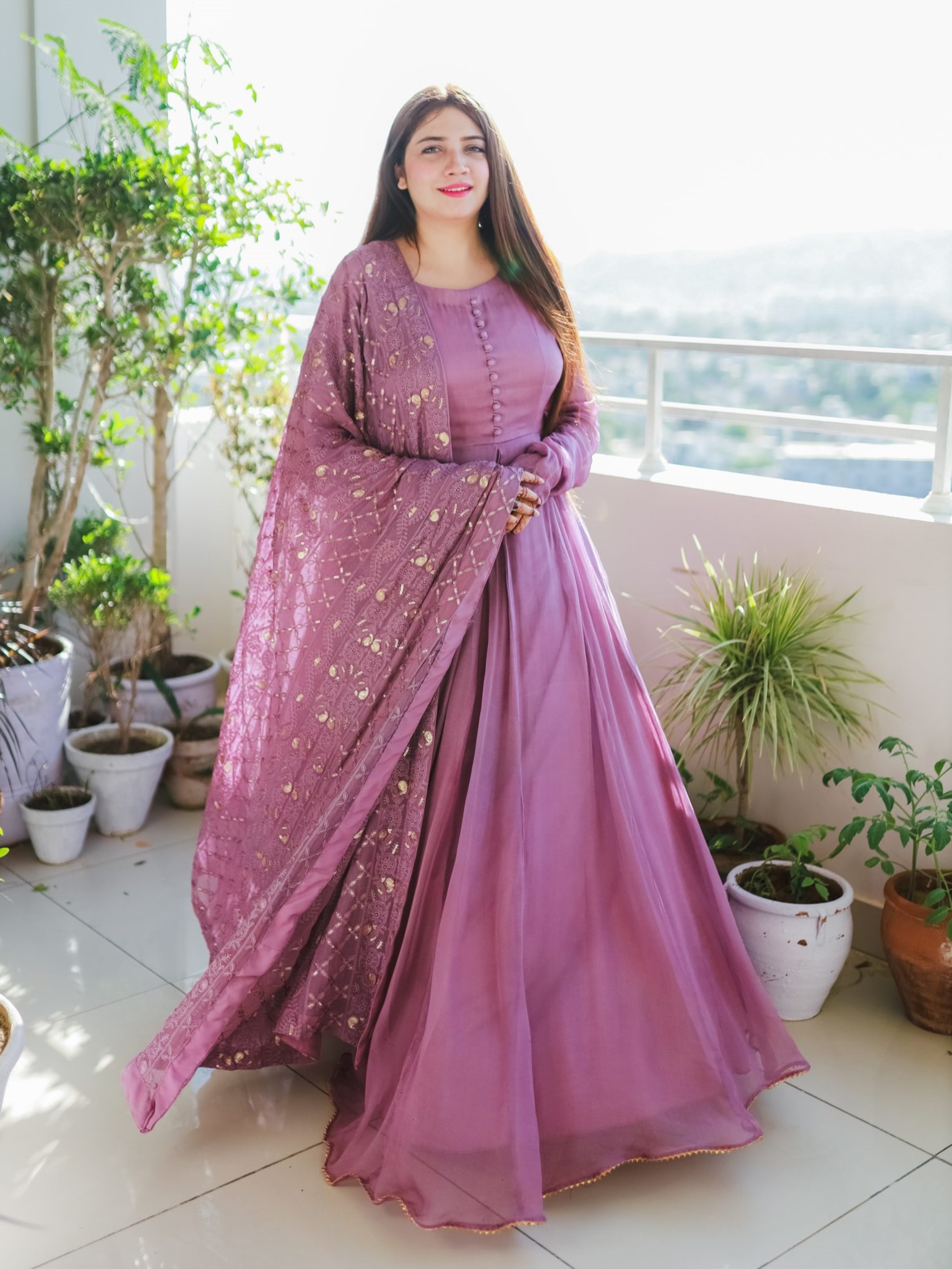 Heavy Faux Georgette Gown & Dupatta Set