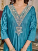 Embroidered Viscose Rayon Kurta With Pant And Digital Print Dupata Set