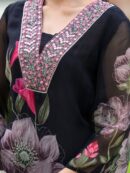 Black Georgette Kurti With Pant & Dupatta Set