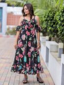 Black Floral Print Maxi Dress