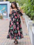 Black Floral Print Maxi Dress