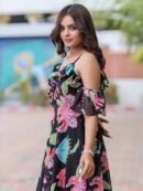 Black Floral Print Maxi Dress