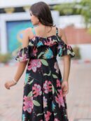 Black Floral Print Maxi Dress
