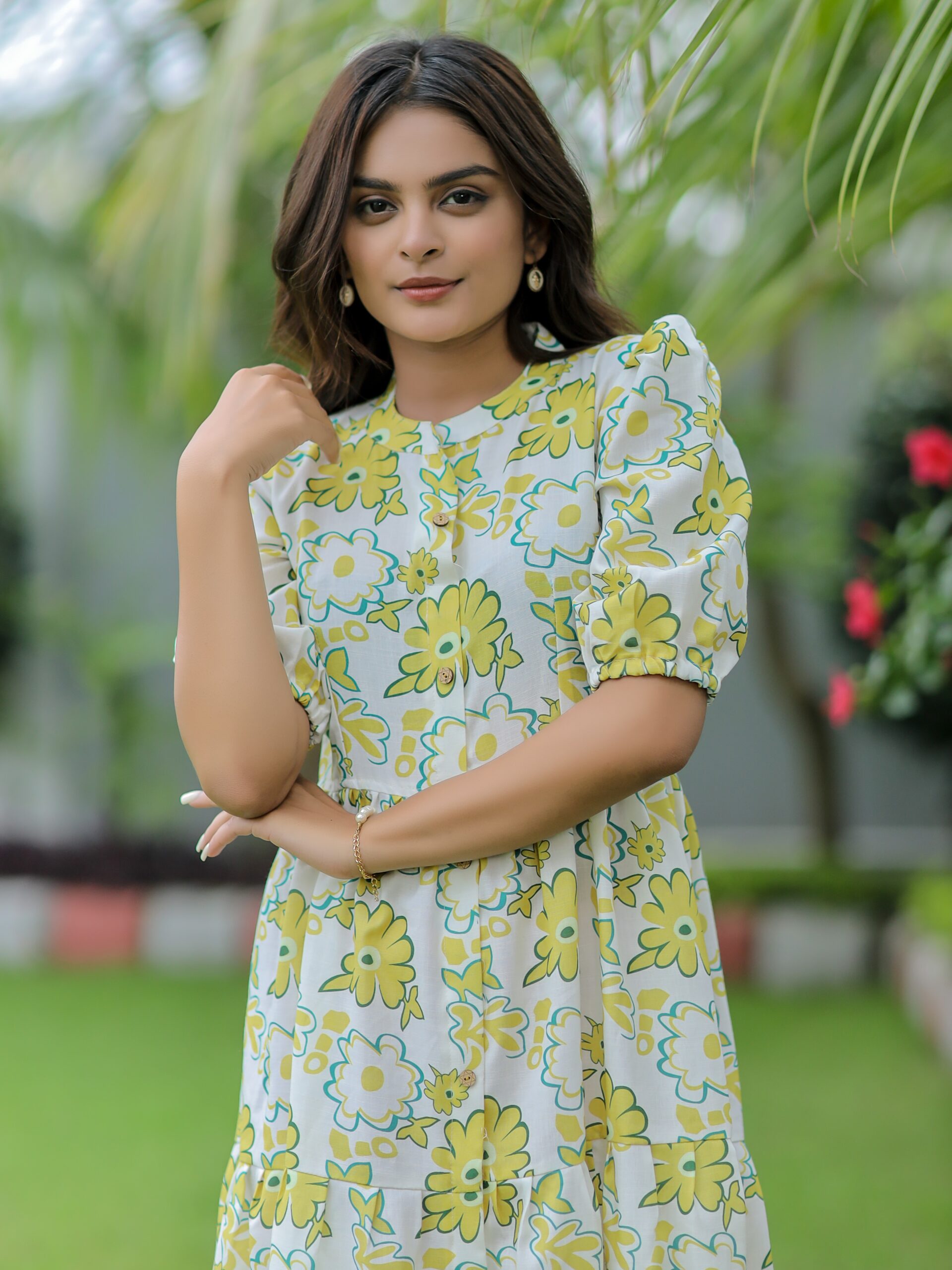 Daisy Floral Print Cotton Dress