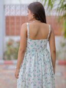 White Printed Linen Cotton Dress