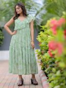 Light Green Georgette Print Maxi Dress