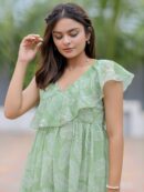 Light Green Georgette Print Maxi Dress