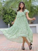 Light Green Georgette Print Maxi Dress