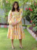 Abstract Print Yellow Maxi Dress