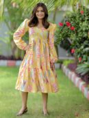 Abstract Print Yellow Maxi Dress