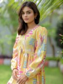 Abstract Print Yellow Maxi Dress