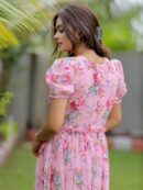 Pink Printed Georgette Maxi Dress