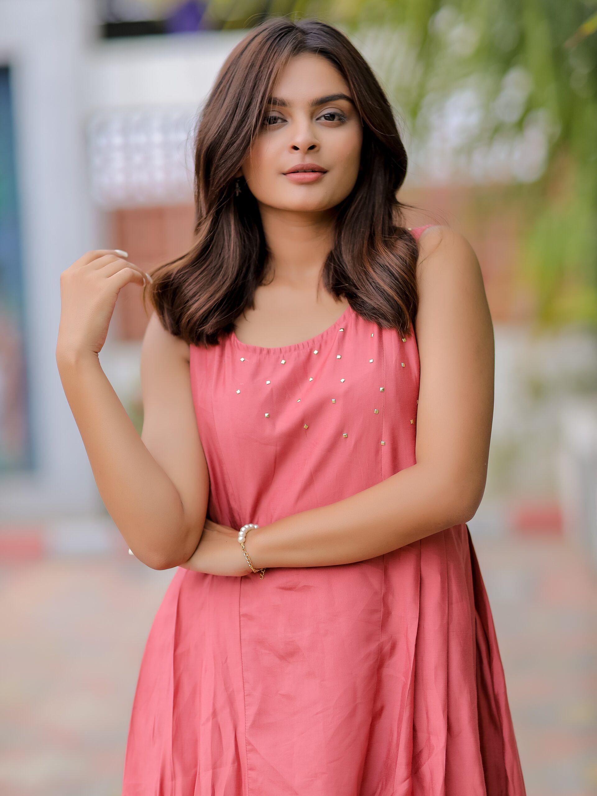 Pink Color Plain Maxi Dress