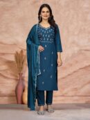 Cottan Blend Kurti With Pant & Dupatta Set