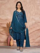 Cottan Blend Kurti With Pant & Dupatta Set