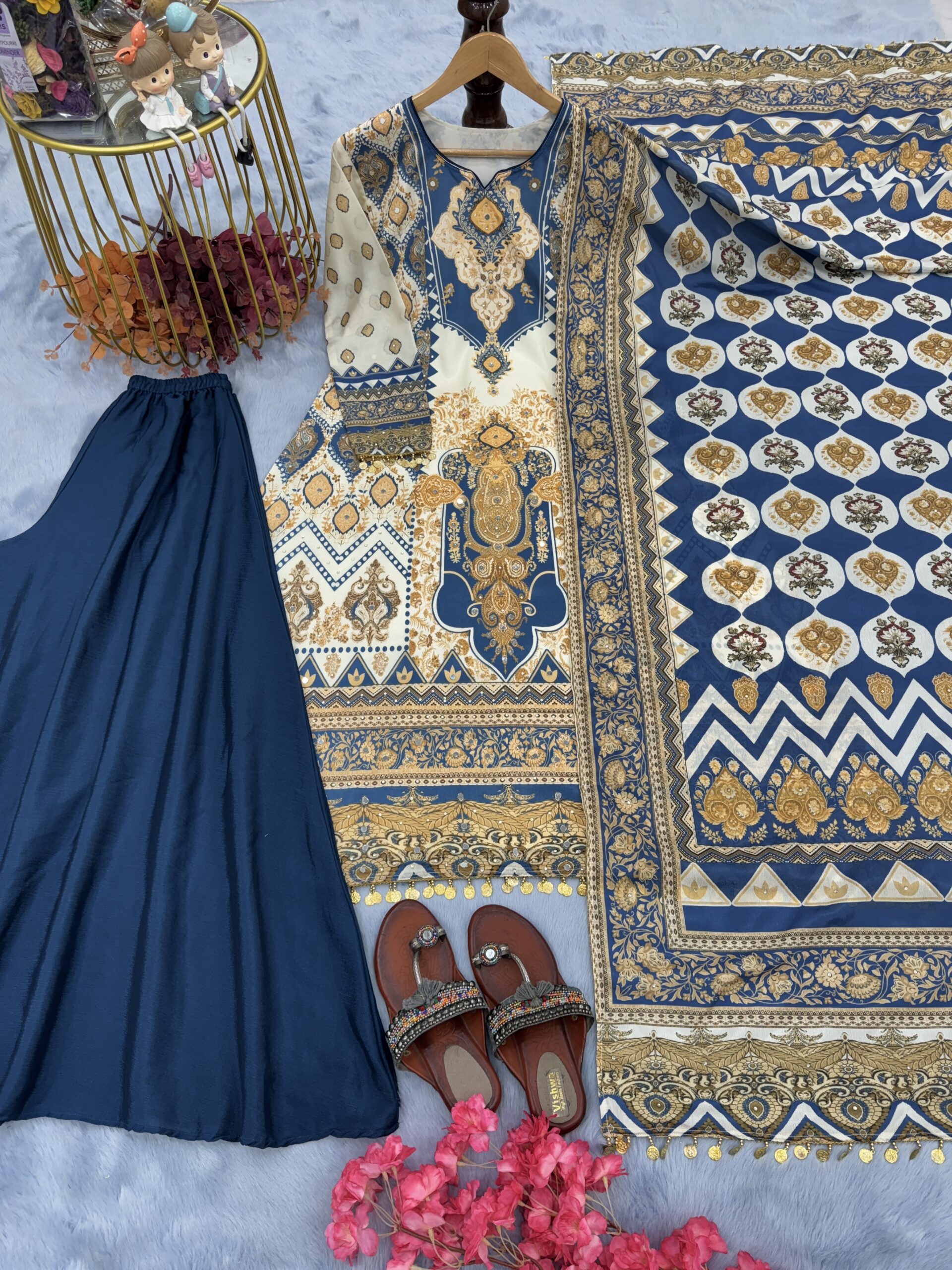 Top Palazzo And Dupatta Set