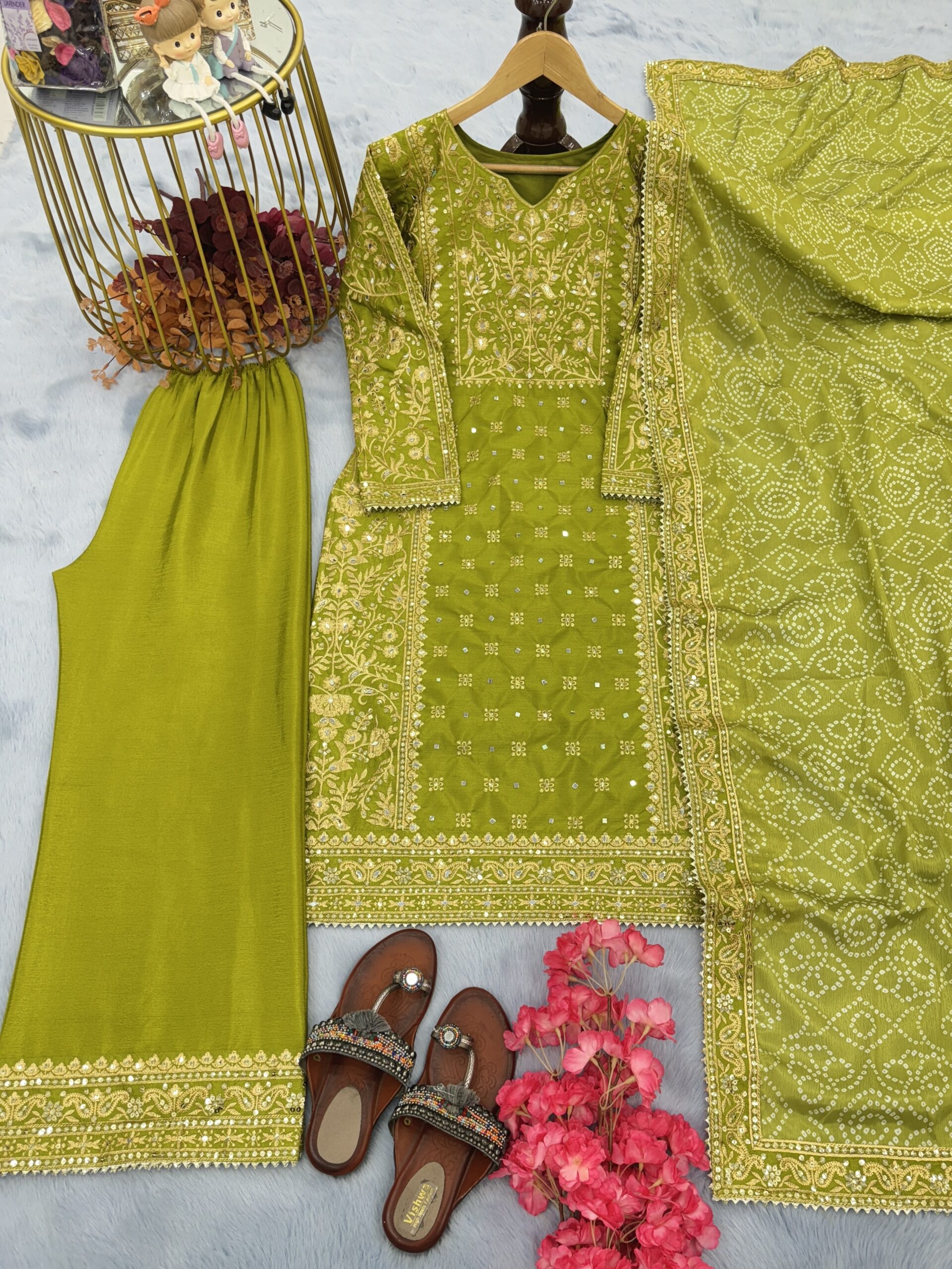 Top Palazzo & Printed Dupatta Set