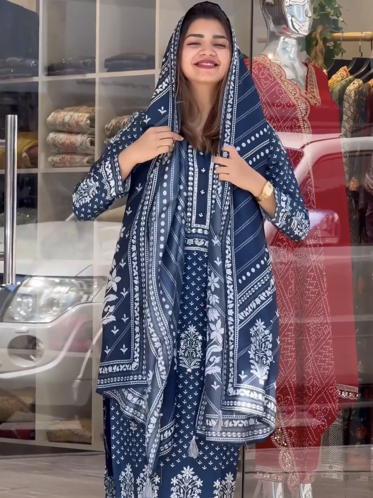 READYMADE COTTON TOP BOTTOM & DUPATTA SET - Image 5