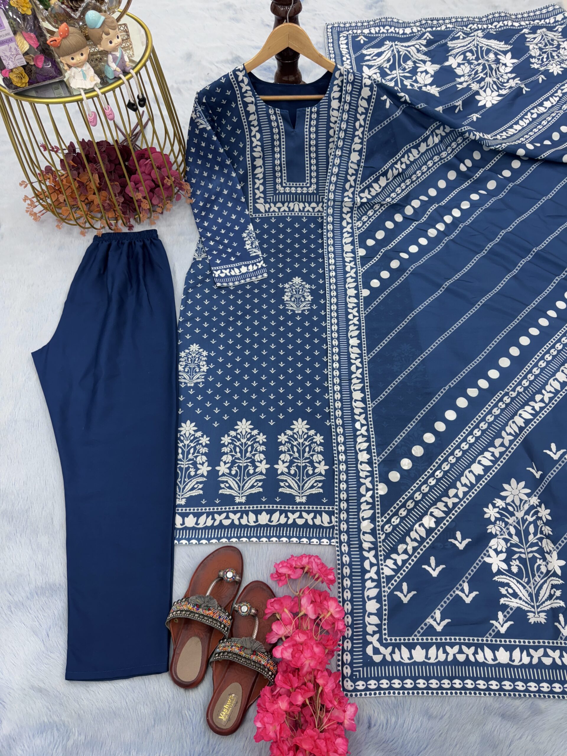 READYMADE COTTON TOP BOTTOM & DUPATTA SET - Image 3