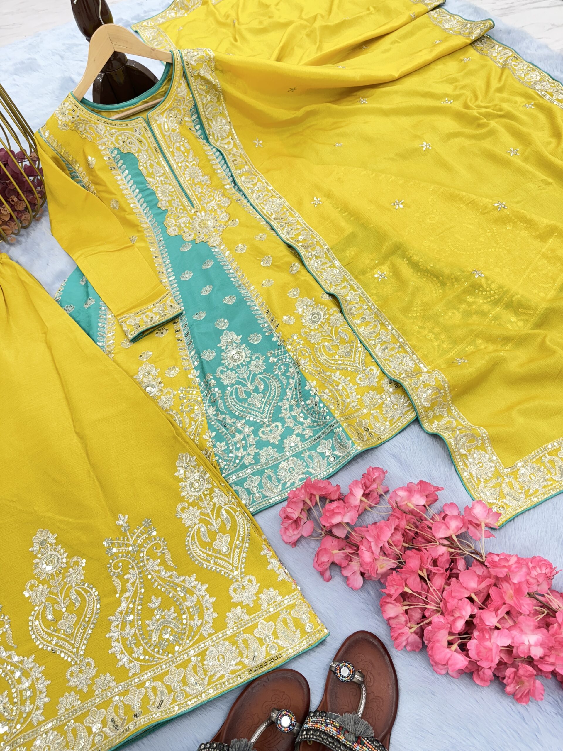 Top Palazzo And Dupatta Set - Image 7