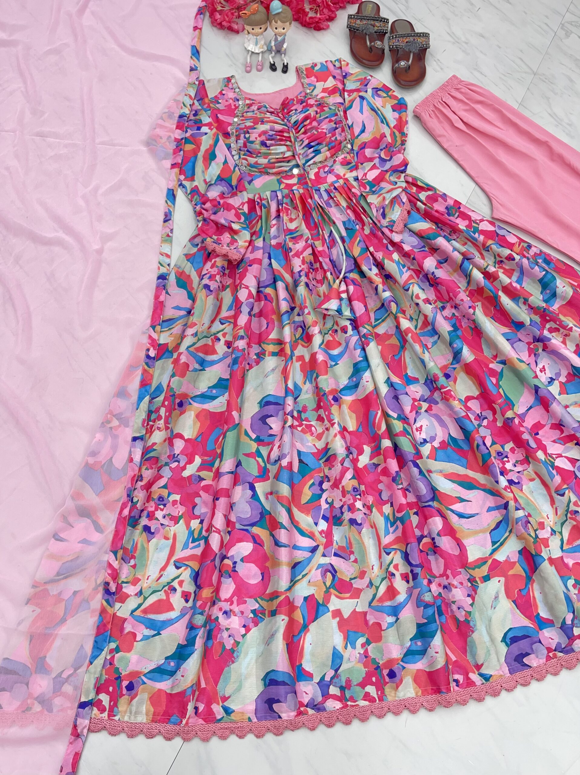 Padded Naira Cut style Printed Gown