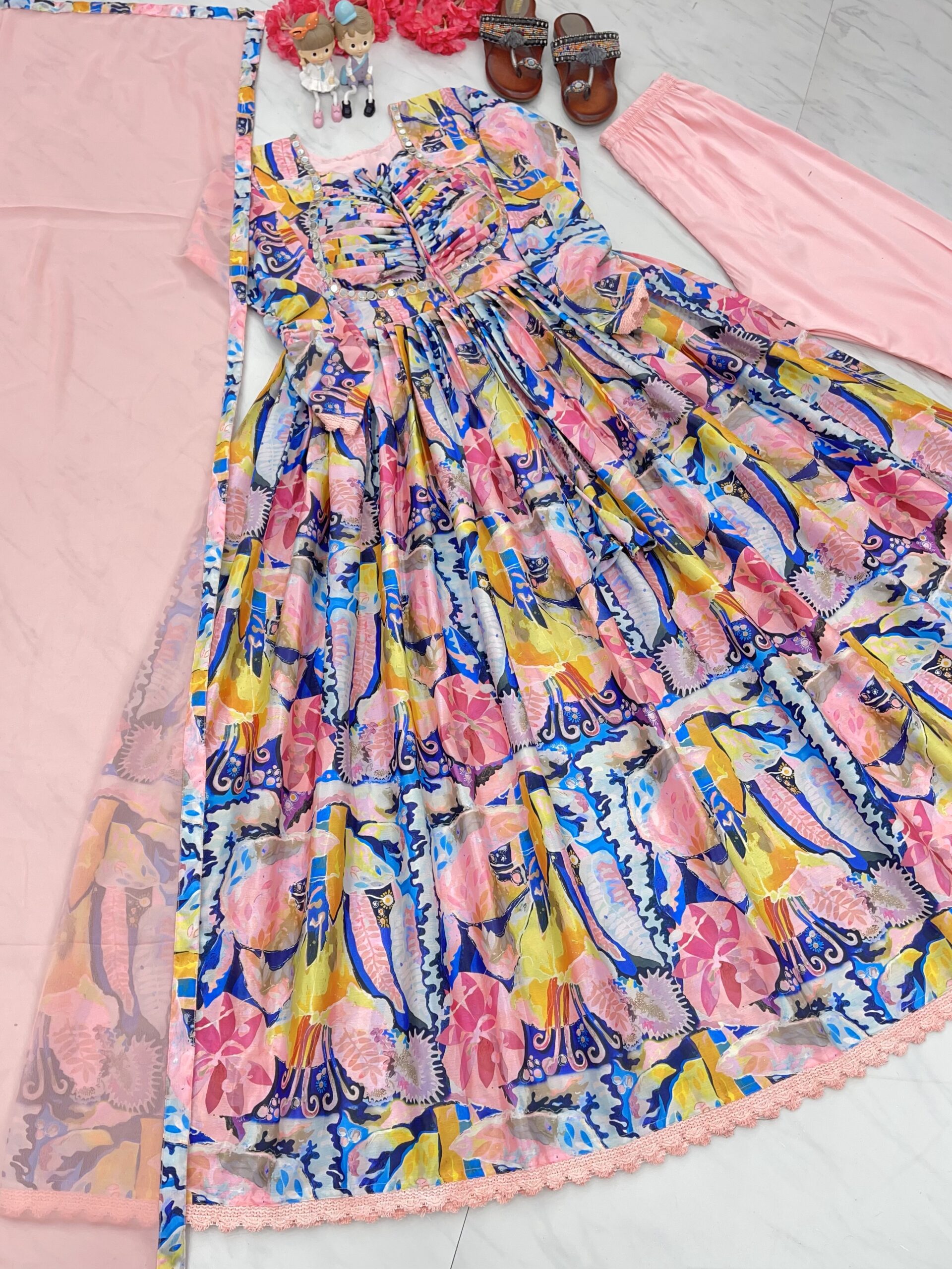 Padded Naira Cut style Printed Gown