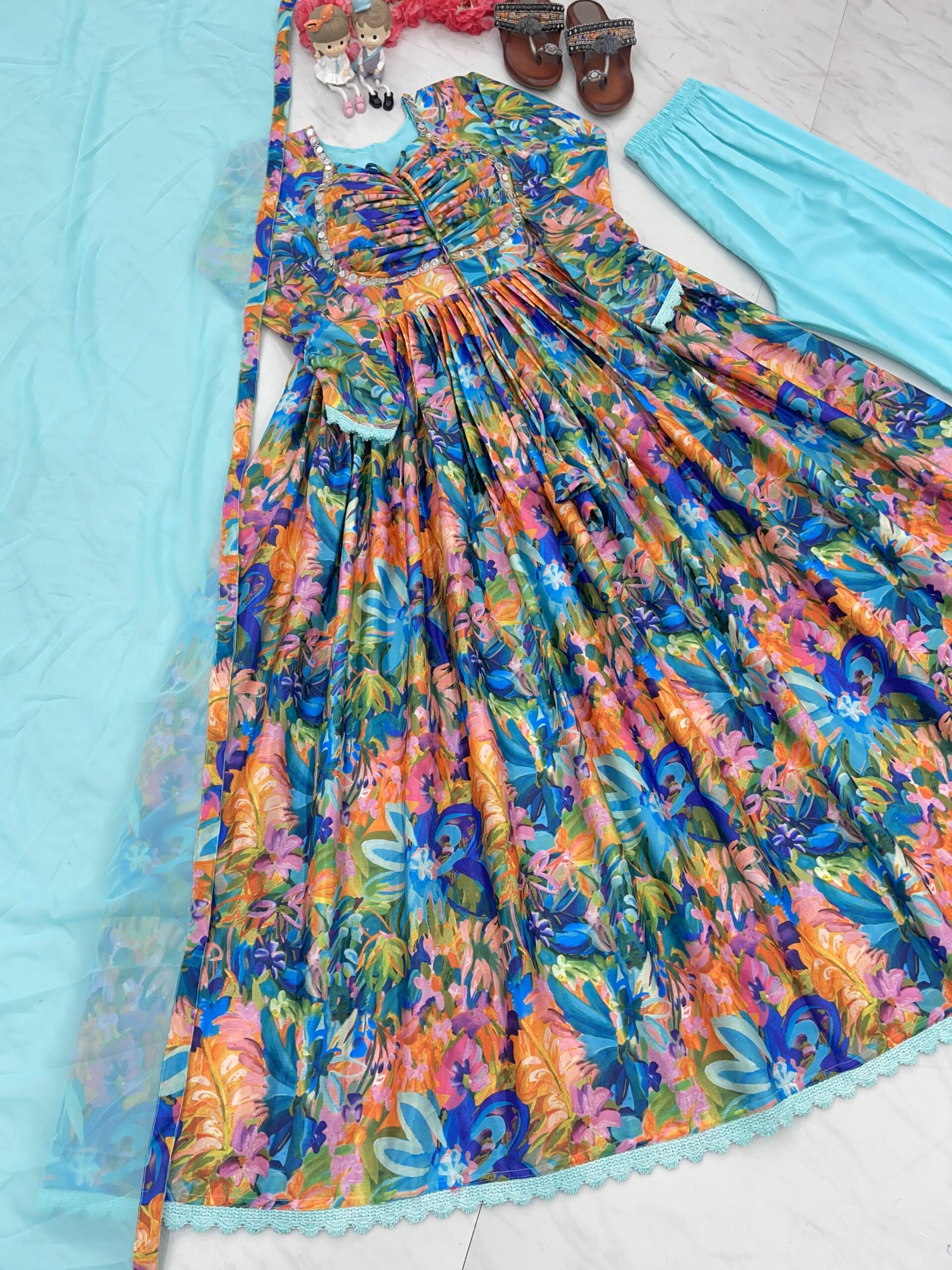 Padded Naira Cut style Printed Gown