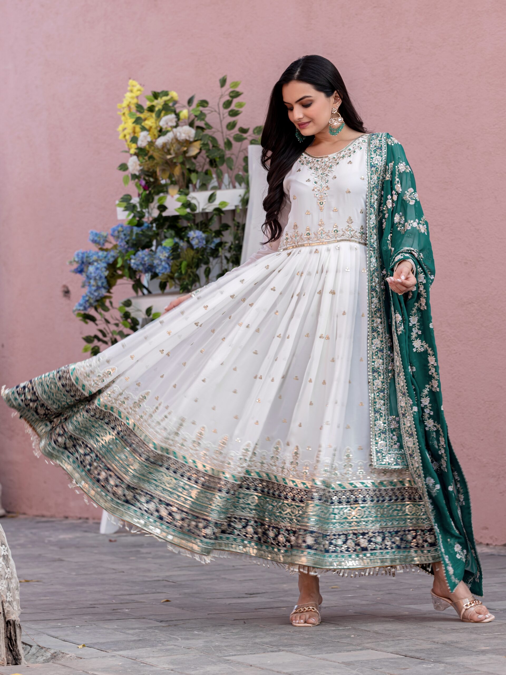 Gown , Dupatta & Bottom Set - Image 3