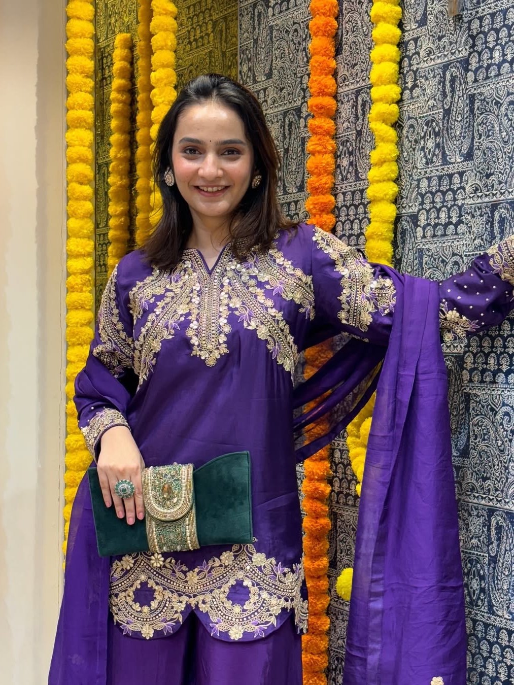 Chinon Silk Top Plazzo & Dupatta Set
