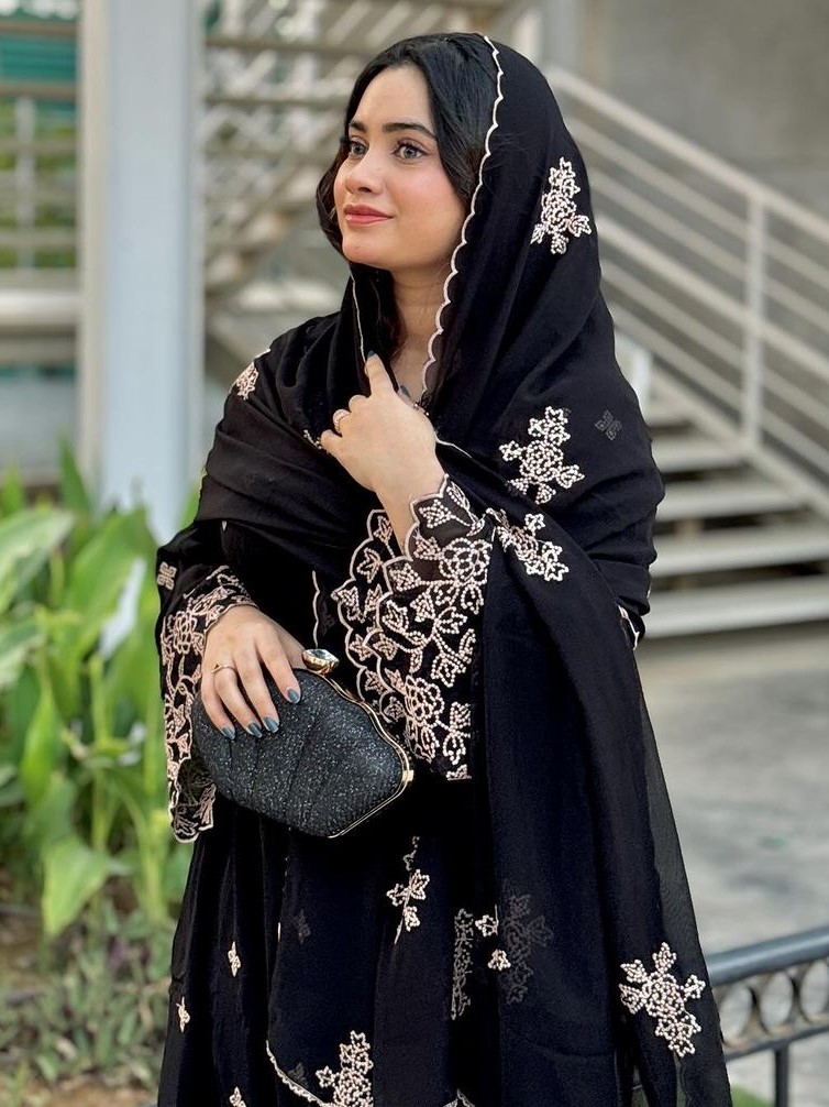 Foux Georgette Top Palazzo And Dupatta Set
