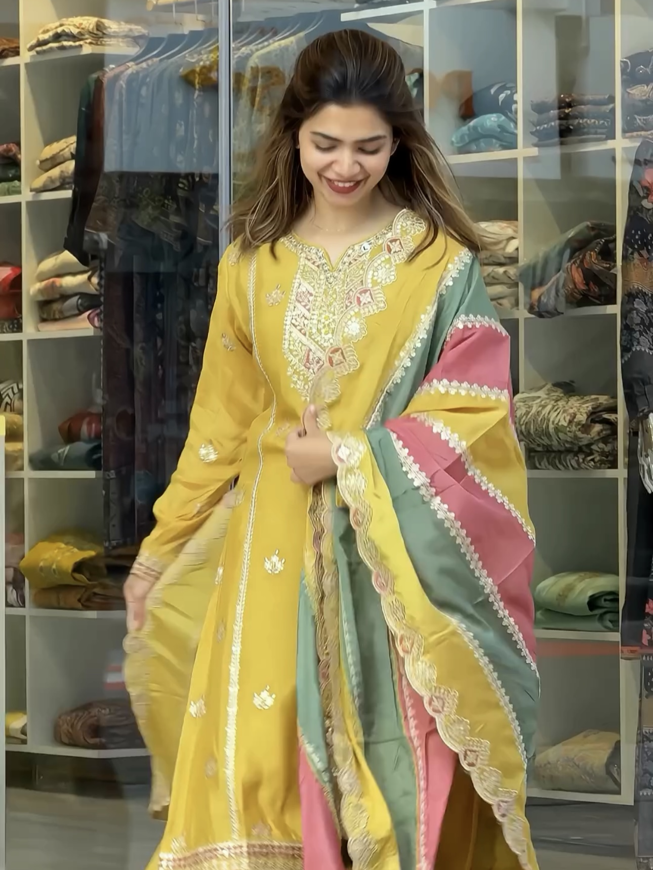 Top Palazzo & Multi Color Dupatta Set - Image 5