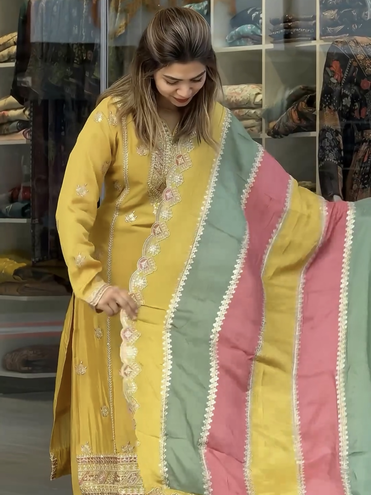 Top Palazzo & Multi Color Dupatta Set - Image 6