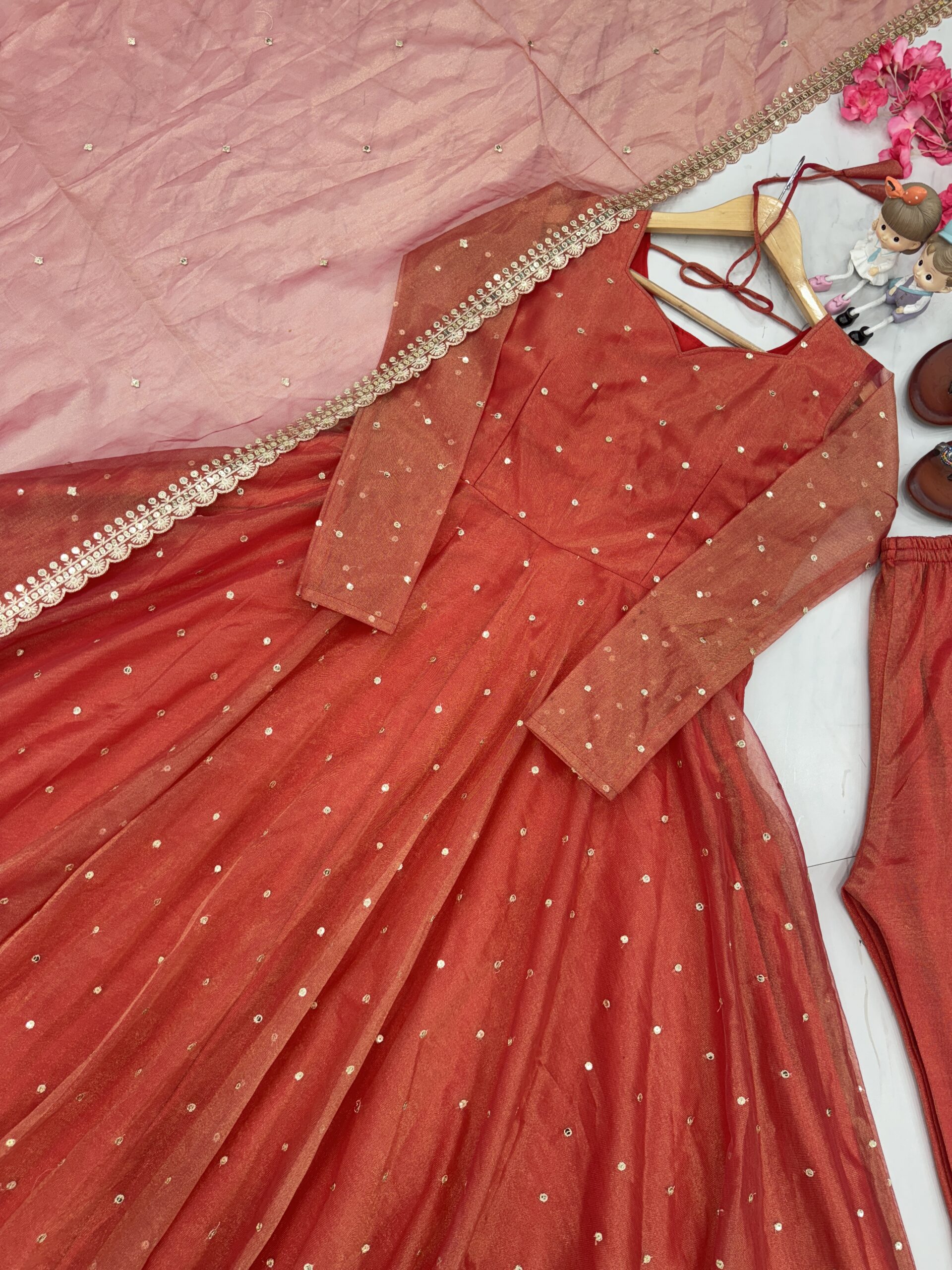 Anarkali Gown - Dupatta And Palazzo Set