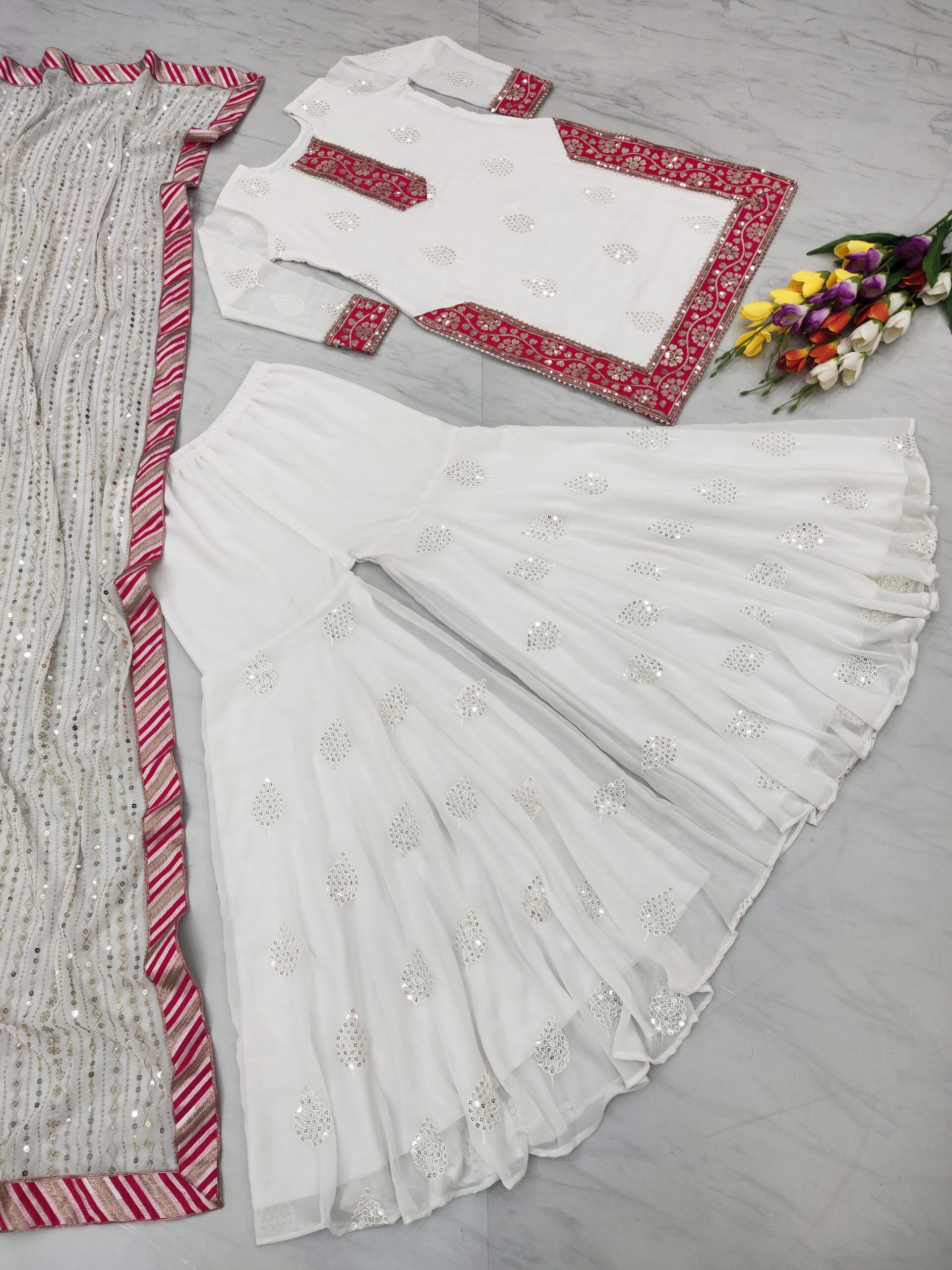 Top Palazzo And Dupatta Set - Image 3