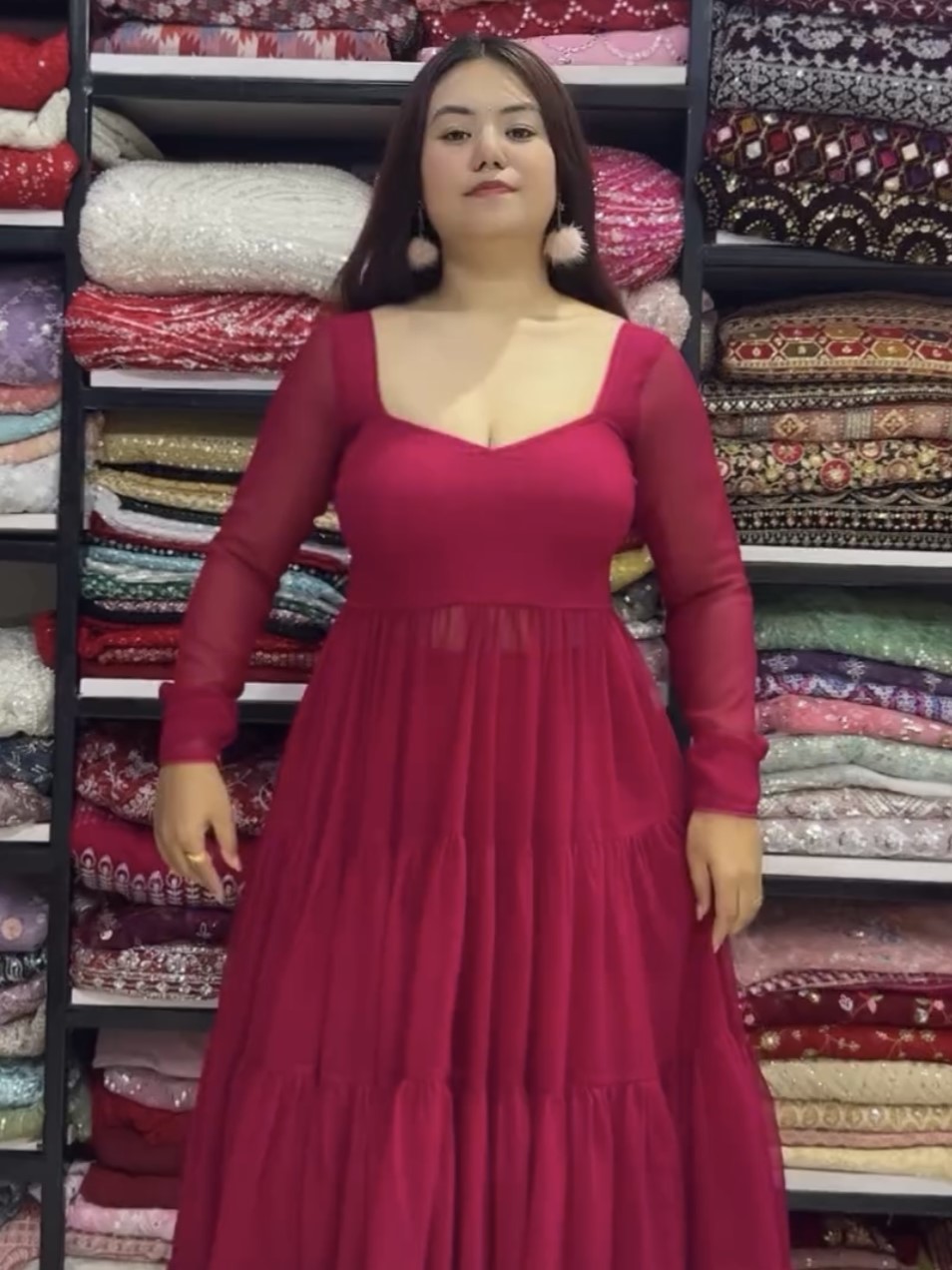 Ruffles Gown - Dupatta And Palazzo Set
