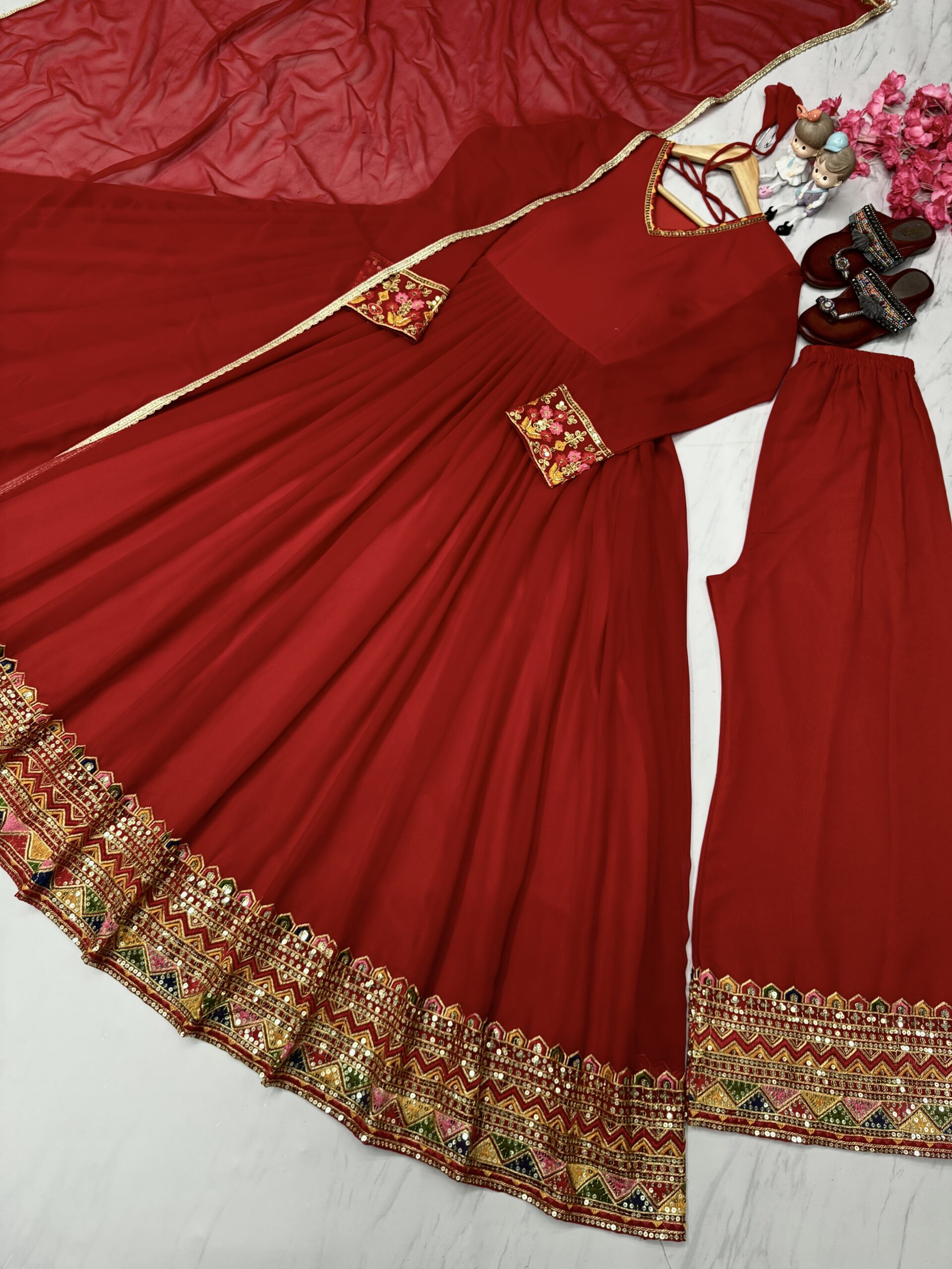 Anarkali Gown - Dupatta And Palazzo Set - Image 3