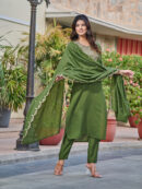 Chanderi Kurta With Pant And heavy embroidery Dupata Set
