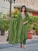 Chanderi Kurta With Pant And heavy embroidery Dupata Set