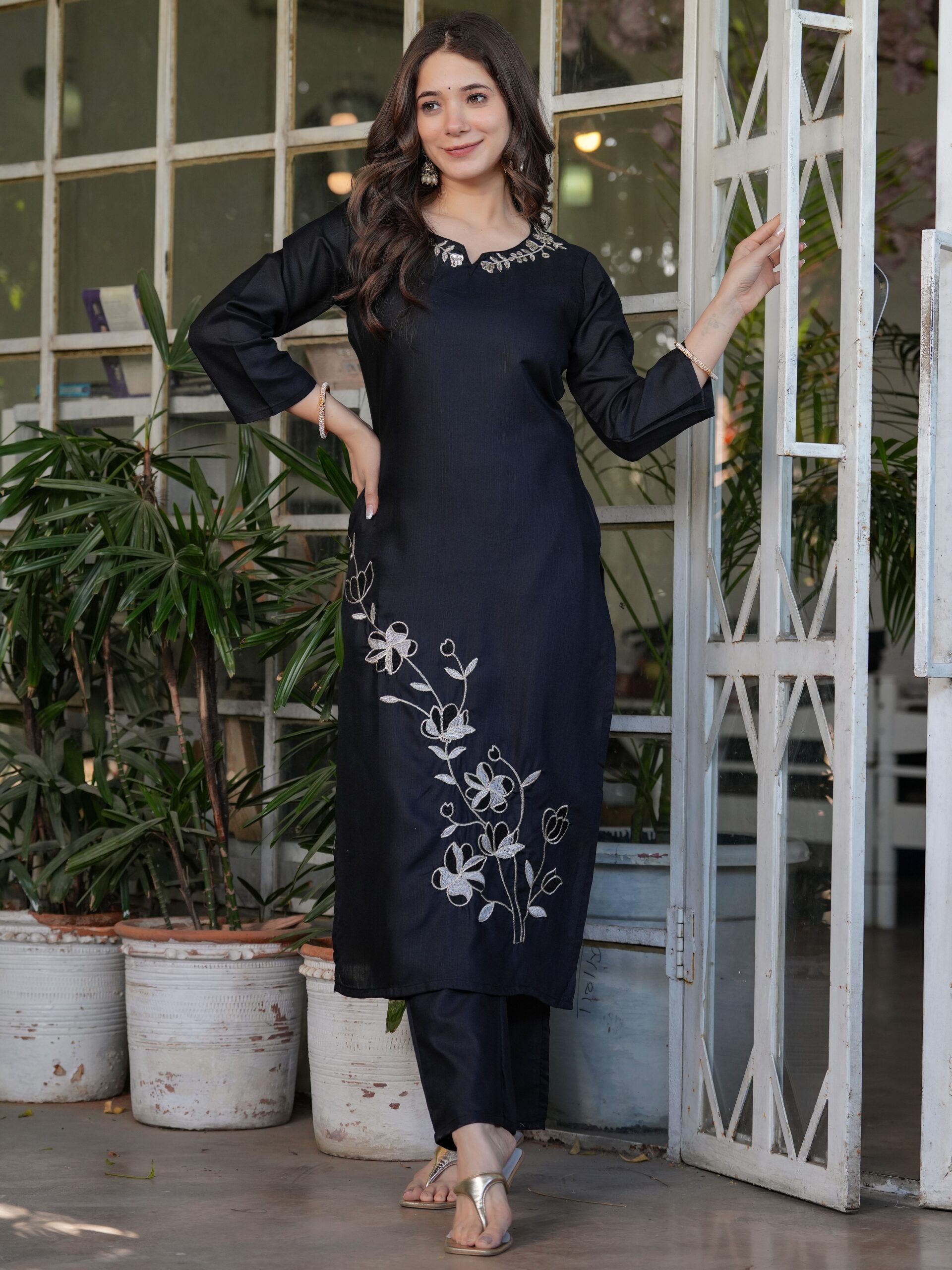 Viscose Rayon Embroidary Straight Kurta with Pant And Dupatta Set - Image 8