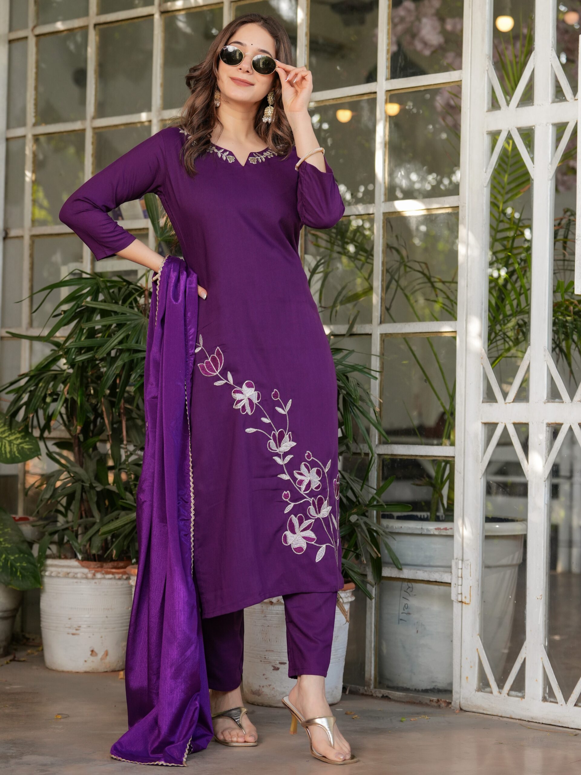 Viscose Rayon Embroidary Straight Kurta with Pant And Dupatta Set - Image 7
