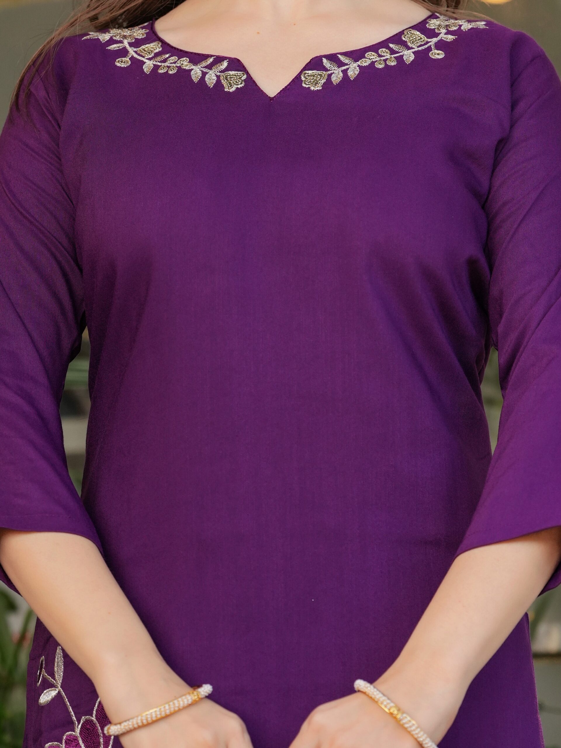 Viscose Rayon Embroidary Straight Kurta with Pant And Dupatta Set - Image 5