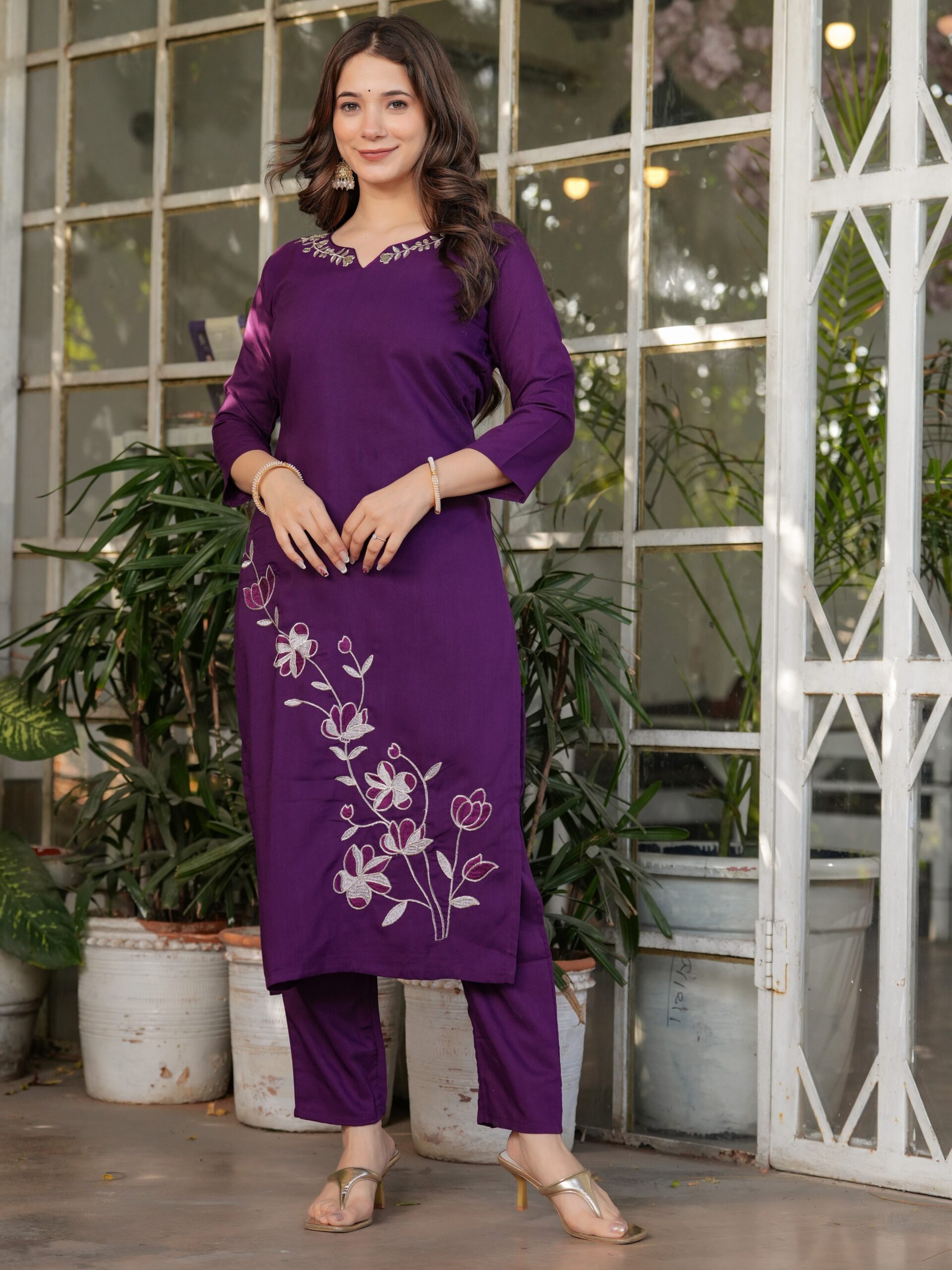 Viscose Rayon Embroidary Straight Kurta with Pant And Dupatta Set - Image 3