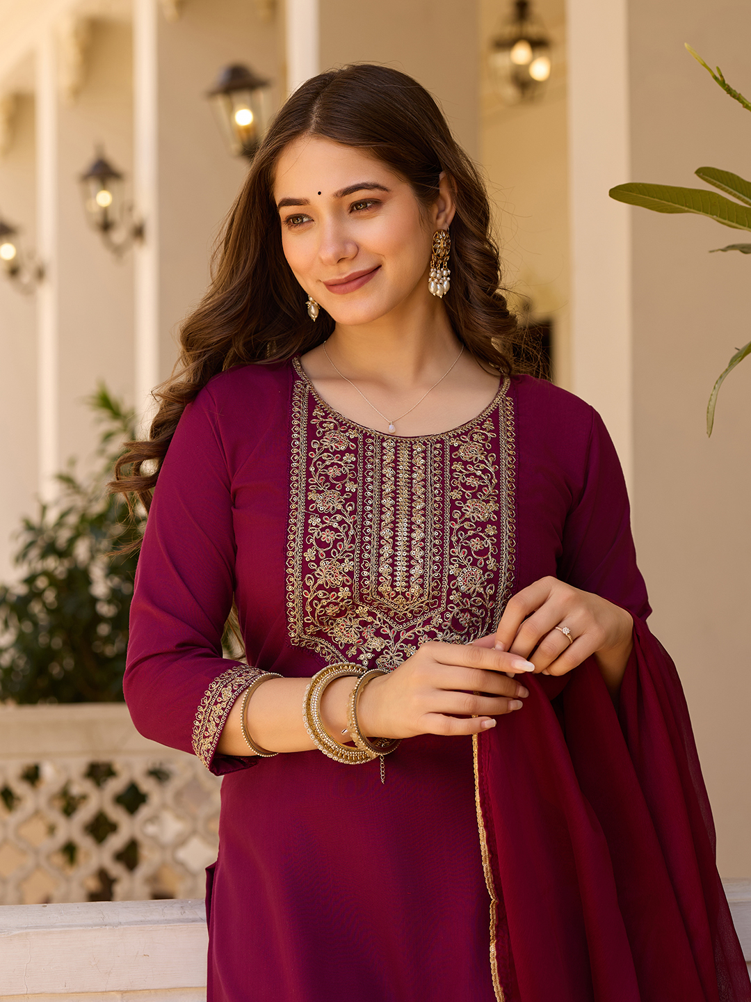 Rayon Kurti With Pant & Dupatta Set