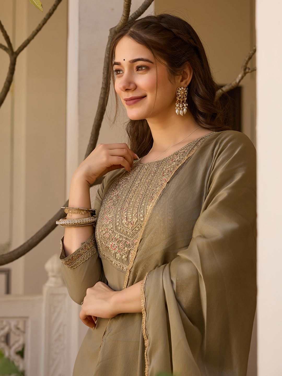 Rayon Kurti With Pant & Dupatta Set